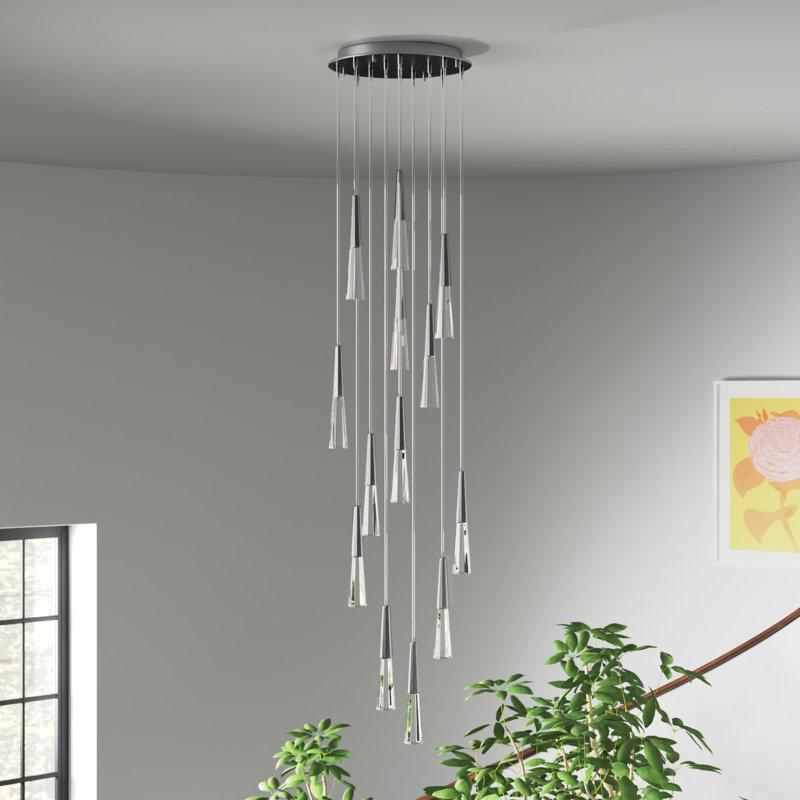 Lustre à niveaux unique / remarquable à 13 lumières Encino, Métal industriel