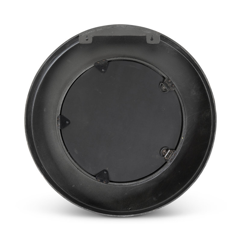 Rahi Round Aluminum Mirror, Antique Gray