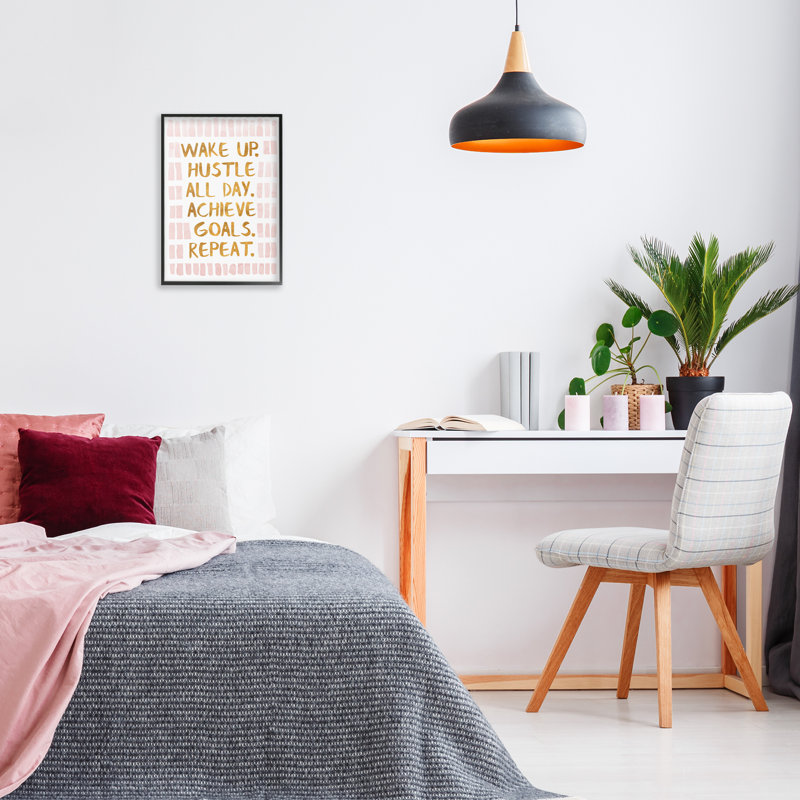 «Wake Up & Hustle», art de la giclée encadrée par SD Graphics Studio, H 18 po x l 12 po, Giclée encadrée noir minuit