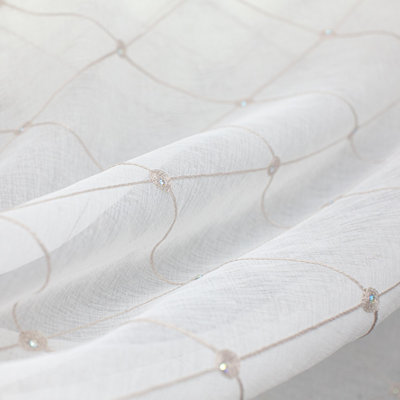 Gallery Fabric | Embroidered Diamond Rhinestone Sheer Fabric | Drapery & Curtain Fabric