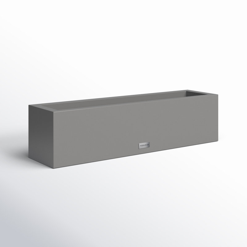 Gray Rectangular Plastic Window Box Planter with Drainage Holes