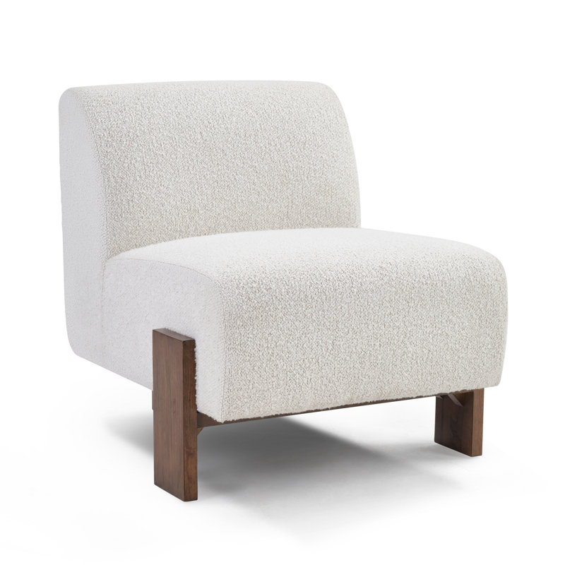 29.1" Wide Contemporary Upholstered  Armless Slipper Chair With Solid Wood Legs