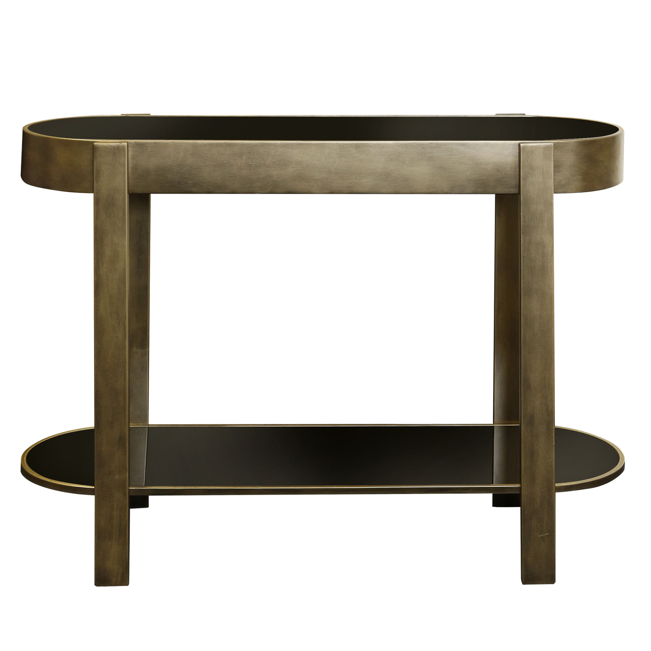 Latitude Run® Jim Gaffey - Joseph - Oval Console Table - Black Glass ...