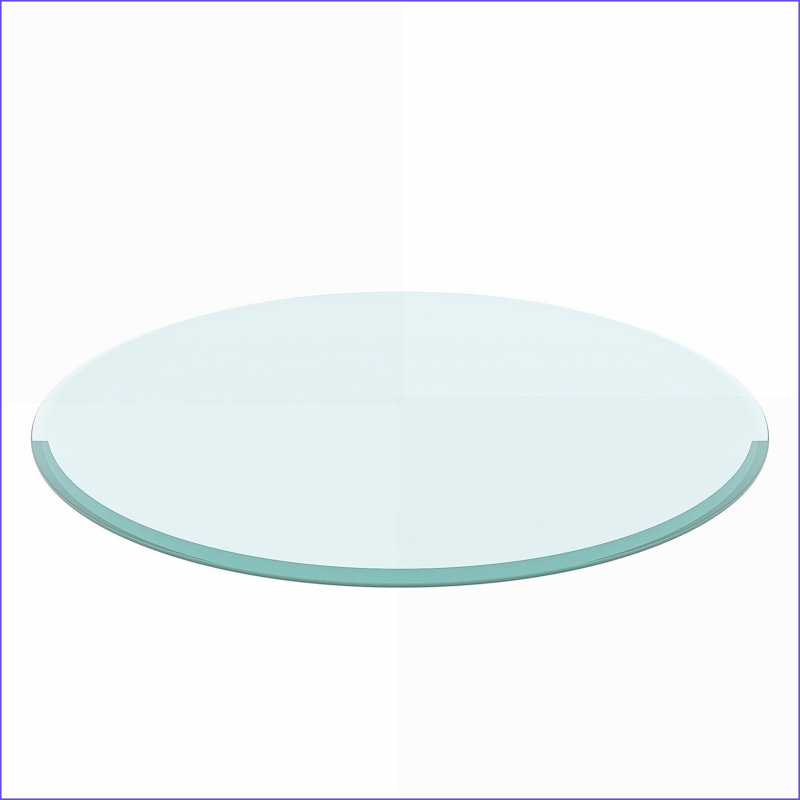 Plateau de table basse rond en verre trempé de 24 po - Bord biseauté épais de 1/2 po, facile à nettoyer et amp; Durable pour le salon