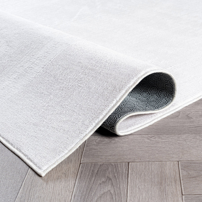Tapis d'intérieur uni chiné crème ivoire, lavable à la machine et antidérapant, Crème, 2 pi x 4 pi