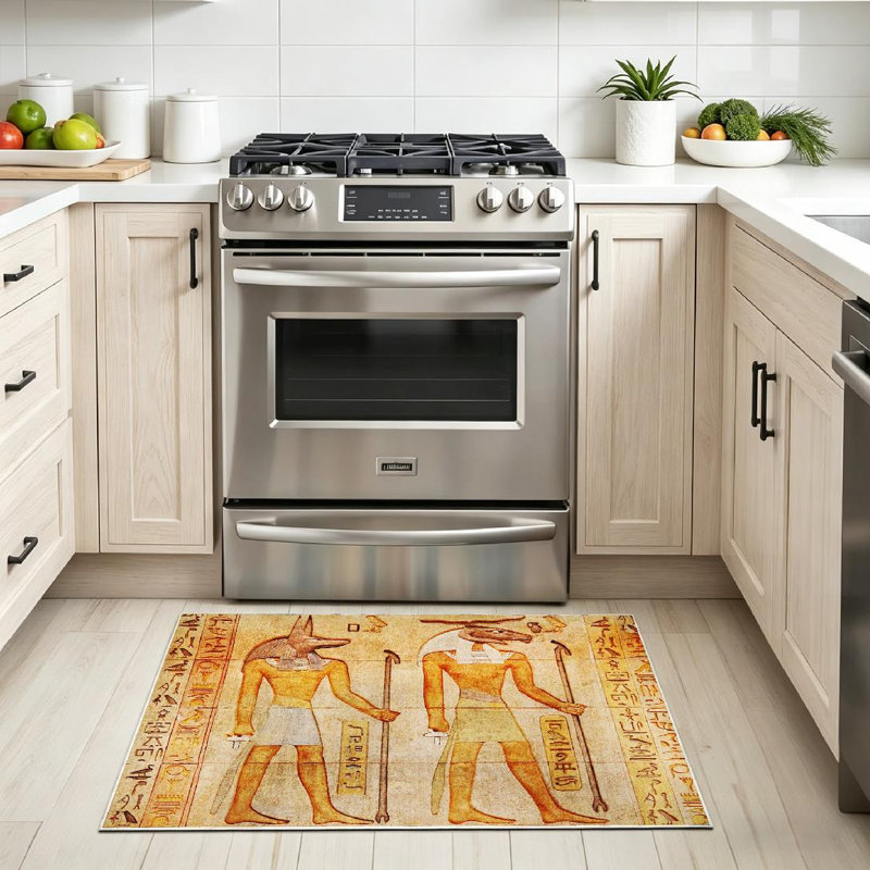 Tapis transparent lavable à la machine, culture égyptienne antique, Rectangle 32" x 47"
