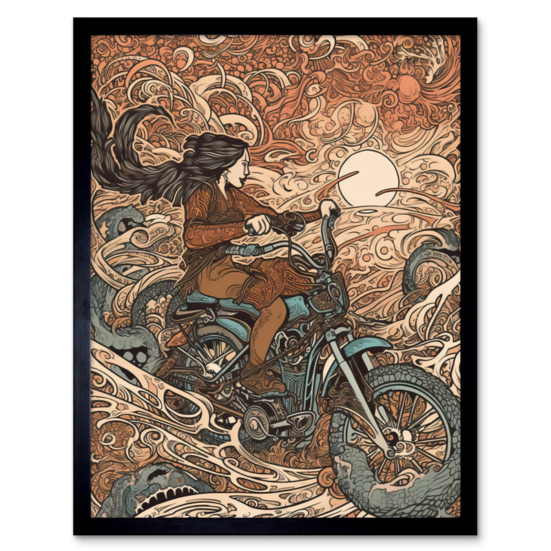 Bertis Ride The Wind Warrior On Motorcycle - Single Picture Frame Print