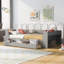 Lit de jour moderne simple avec tablettes, tiroirs et station de charge intégrée-950657126
