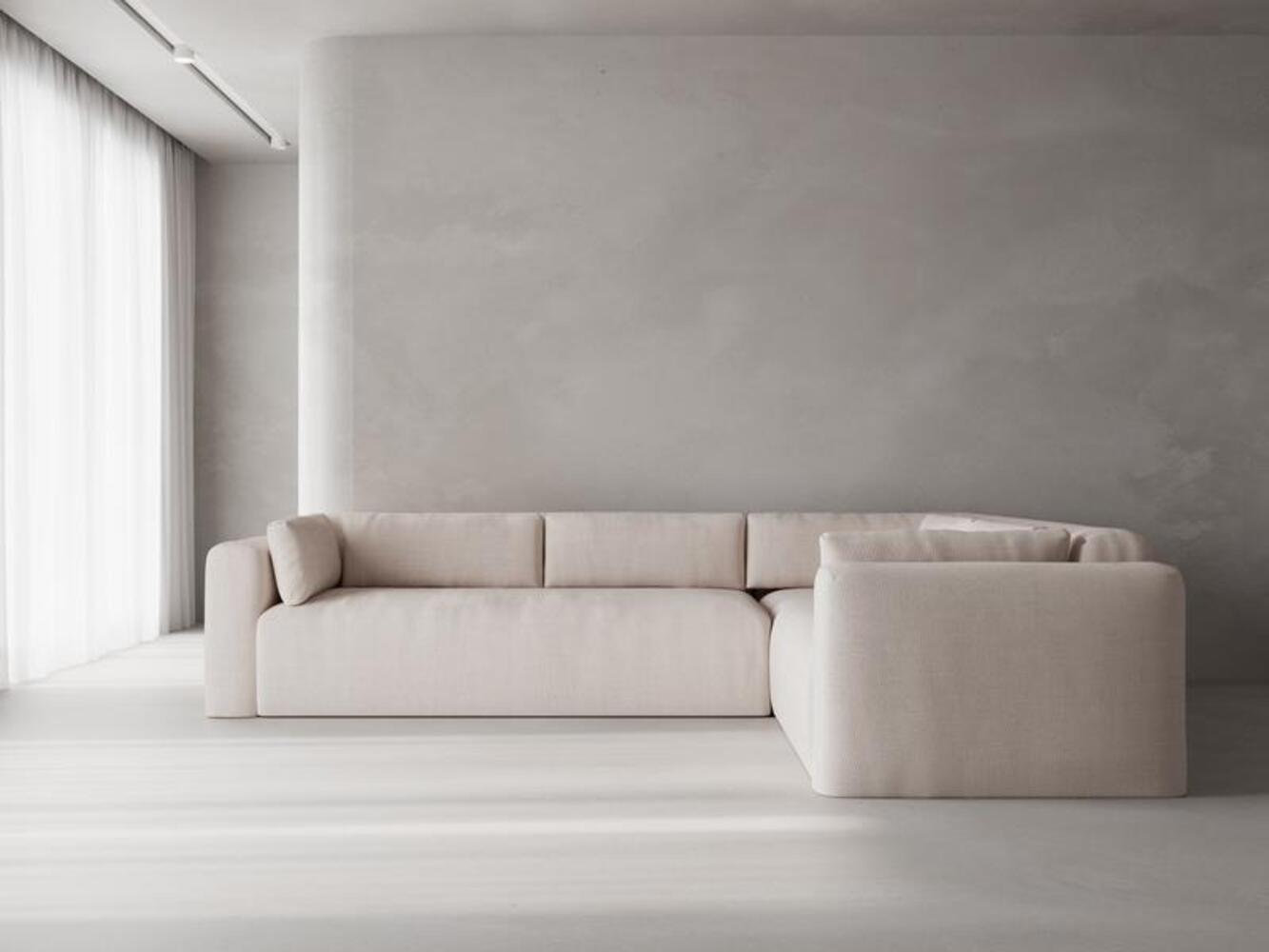Freddie Linen Sectional, Nevis Ivory Polyester Blend