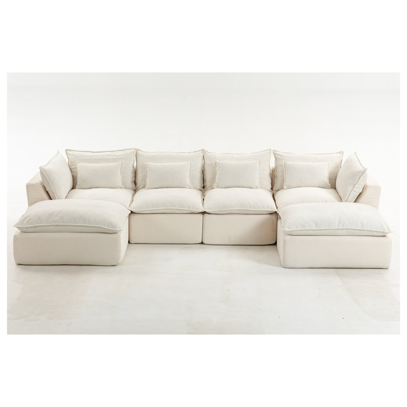 Canapé modulaire surdimensionné de 129,8 po de large avec canapé modulaire True Relax, Blanc ancien