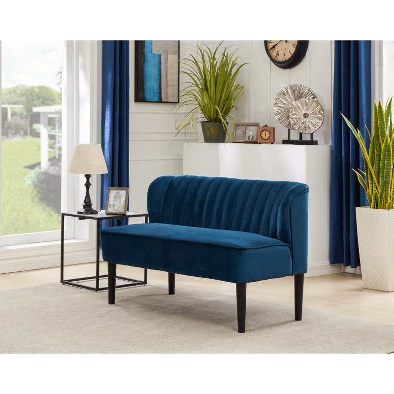 Georgio 2 Seater Velvet Loveseat, Blue
