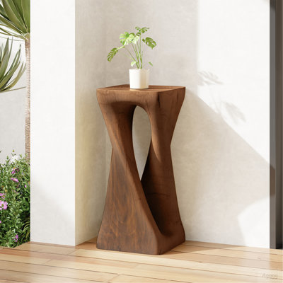 Table d'appoint d'extérieur, table de bout en forme de torsion, table d'appoint décorative, table de tabouret de jardin pour le balcon de la plage, côté piscine, béton léger, texture semblable au bois