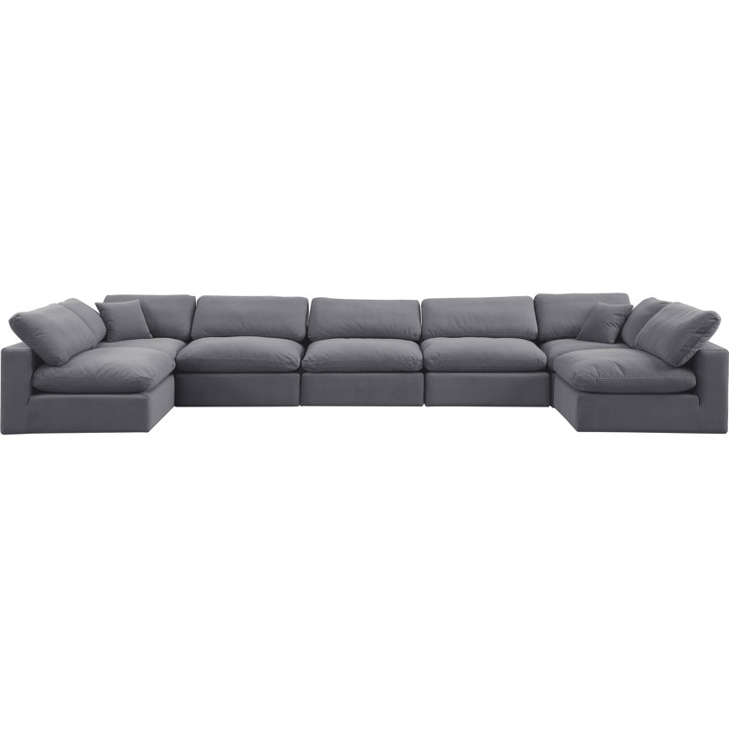 Ivanne Velvet U-Shaped Sectional Reversible, Grey Velvet
