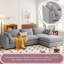 Canapé modulaire convertible U, style L avec méridienne réversible, tissu gris, assise spacieuse de 32,7 po, coussin profond de 24,4 po, repose-pieds réglable, structure en contreplaqué, méridienne en mousse et à ressorts ensachés - luxueuse