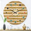 Horloge murale en bois doré à lignes horizontales dorées-63617703