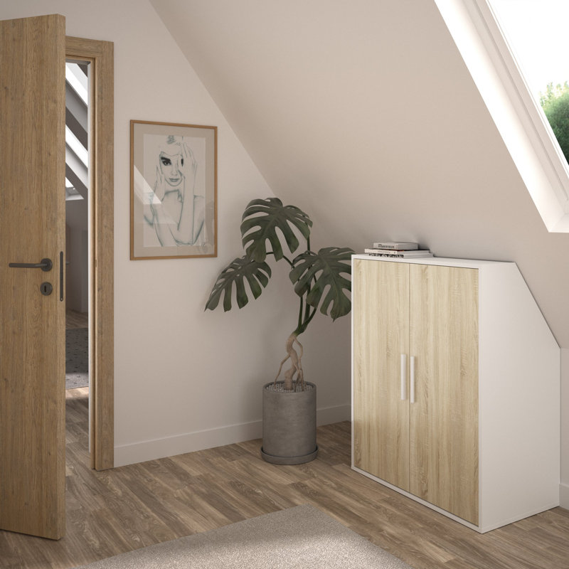 2 Door Wardrobe, Natural/White