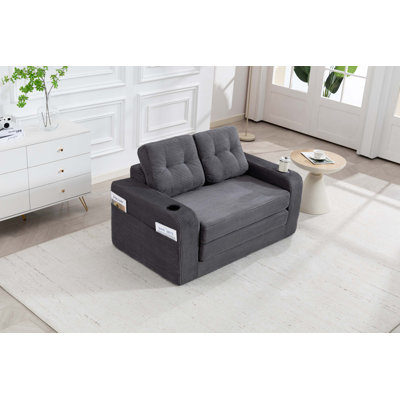 Premium Corduroy Convertible Sofa Bed with Memory Foam and No Assembly