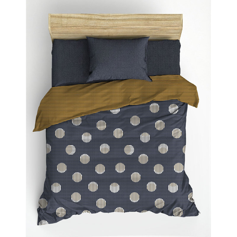 100% Cotton Ranforce Single Quilt Cover Set, Grey, Duvet Cover 55.1 x 78.7 inches & 1 Pillowcase 23.6 x 23.6 inches | Reactive Printing, Machine Washable, 145 Thread Count, Button Closure for Duvet, Envelope for Pillowcase