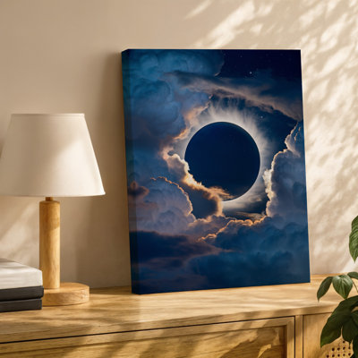 Toile, une scène céleste à couper le souffle représentant une éclipse solaire avec un art mural, lune obscurcie partiellement obscurcie par Fluffy Billowing, art mural sur toile