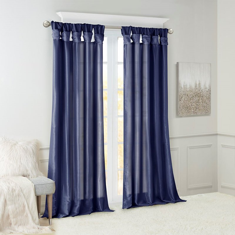 Twisted tape lined curtain panel, Navy, 50" W x 108" L