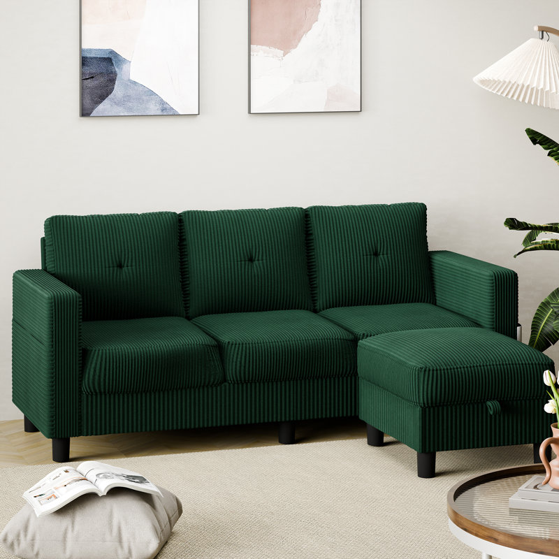  76.5" Upholstered Sofa Couch, Green