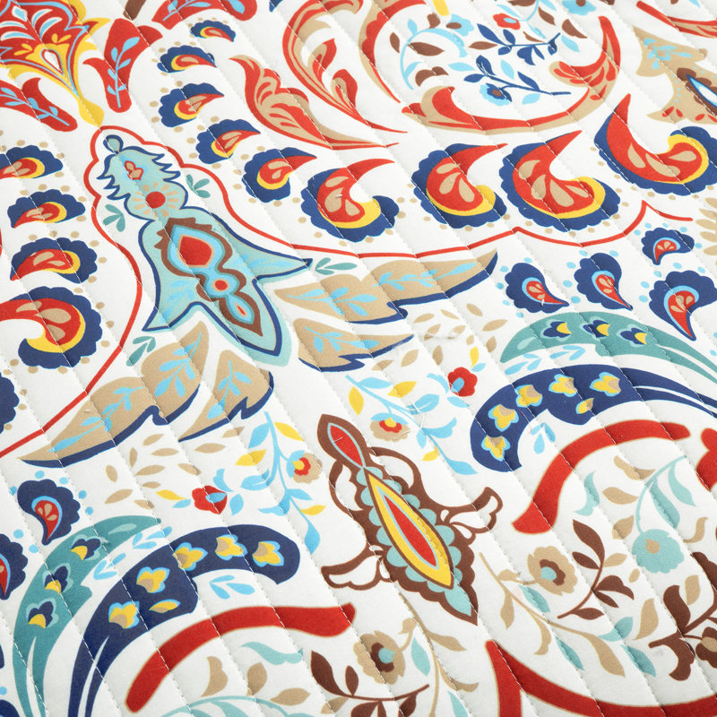 Seafoam and Red Boho Chic Reversible Cotton Full Quilt Set