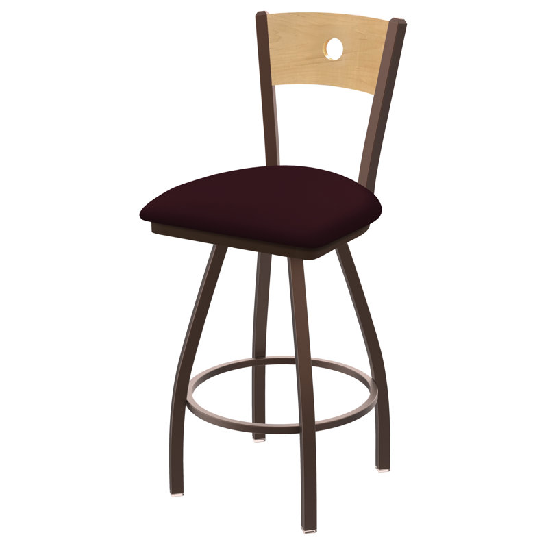 Tabouret pivotant Voltaire, Érable moyen, Bronze, Siège Canter Bordeaux / dossier en érable nature