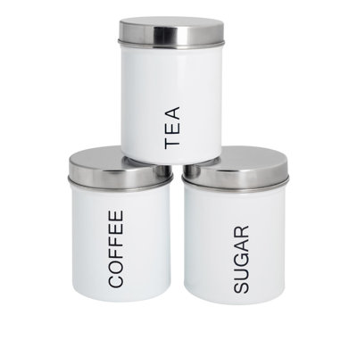Harbour Housewares - Round Metal Kitchen Tea Coffee Sugar Canisters