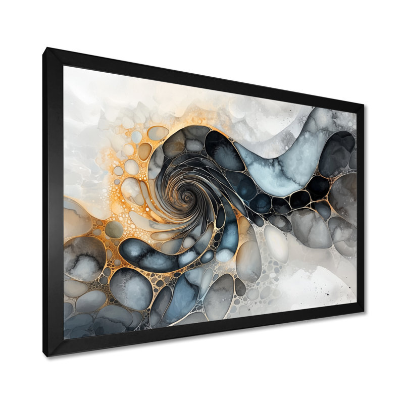 Art mural sur toile abstrait noir et blanc Nyellie - réalisme abstrait, H 30 po x l 40 po, Noir, noir, noir, noir