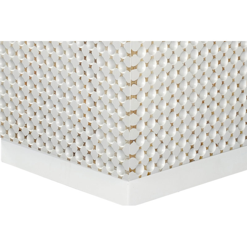 Elegant White 24" Square, 18" Height Accent Table with Dimpled Ripple Texture
