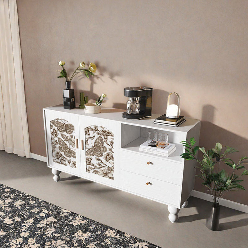 Buffet 59,1 po multifonctionnel, Blanc