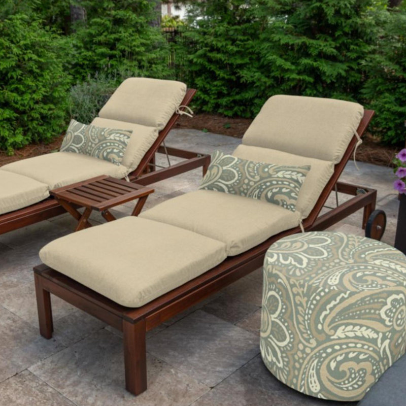 Casual Cushion Solid Sunbrella® Fabric 1-Piece Outdoor Chaise Cushion, 22.5"W x 74"L, Spectrum Sand