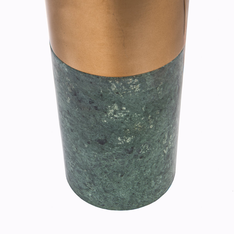 Modern Two Tone Cylinder Marble And Brass Metal Base Table Lamp, Green