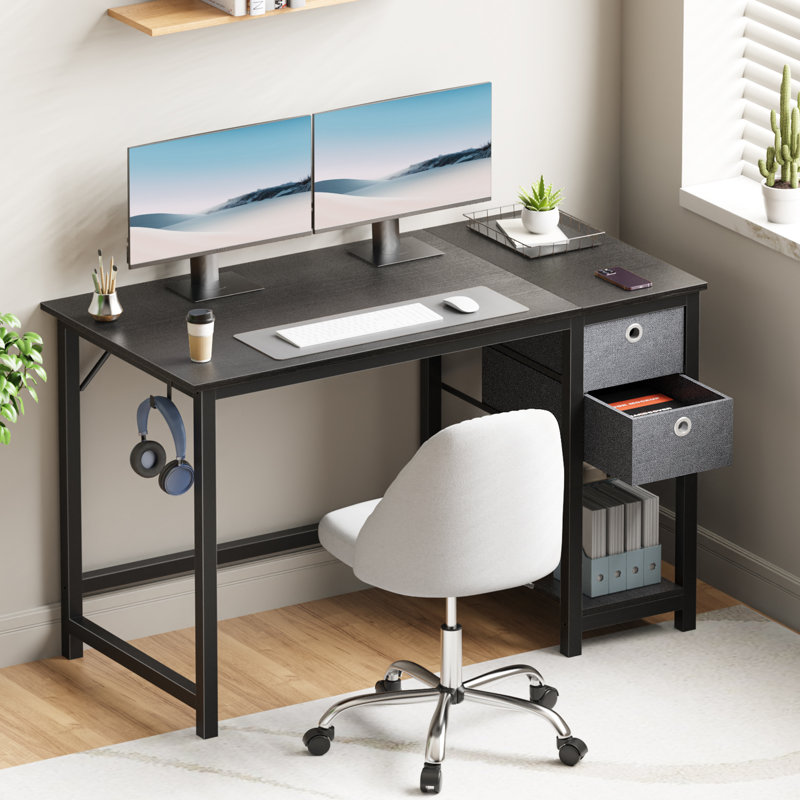 Bureau d'écriture avec 2 tiroirs Norrington, Noir, H 29,3 po x l 47 po x P 23,6 po