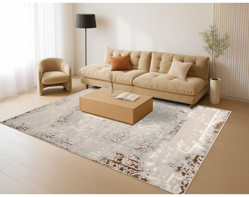  Tapis traditionnel bohème 5 pi x 7 pi | Tapis pour décoration de plancher intérieur | Beige brun