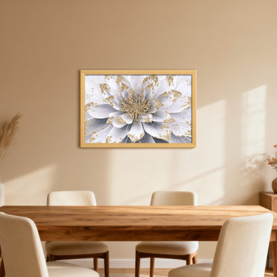 Plants &Flowers White Flower With Gold Accents Pattern