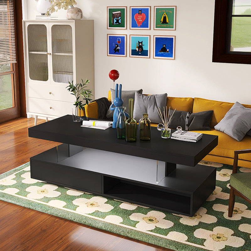 Modern LED Coffee Table, Black