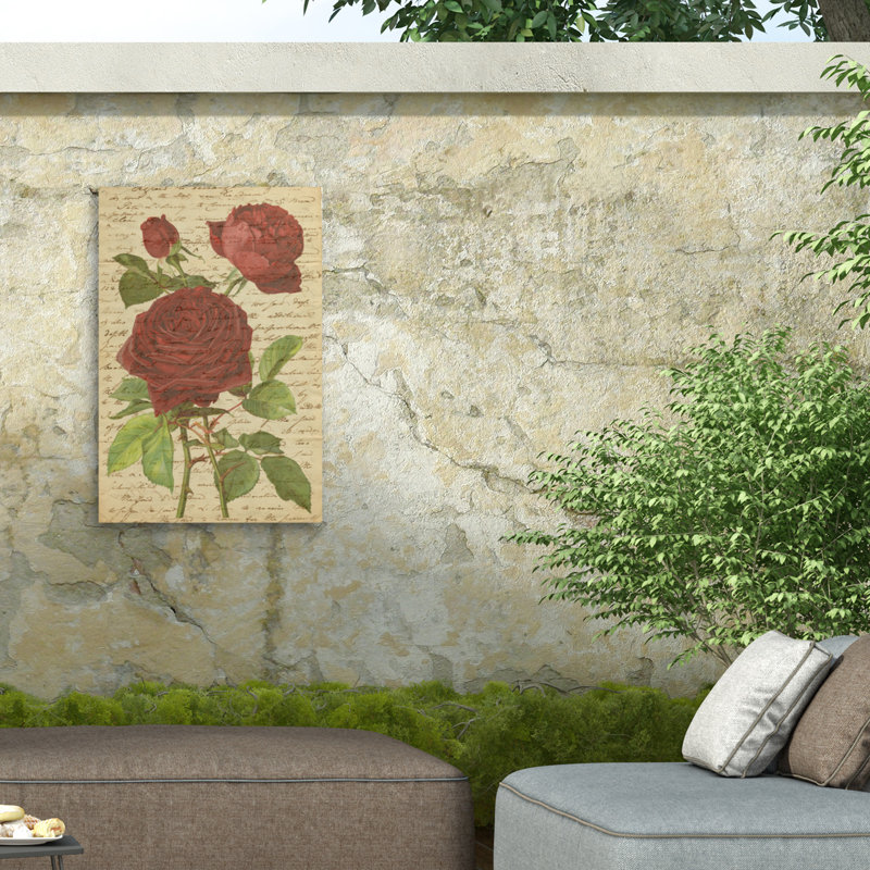 Marcus Jules, roses rétro, toile d'extérieur, H 12 po x l 19 po
