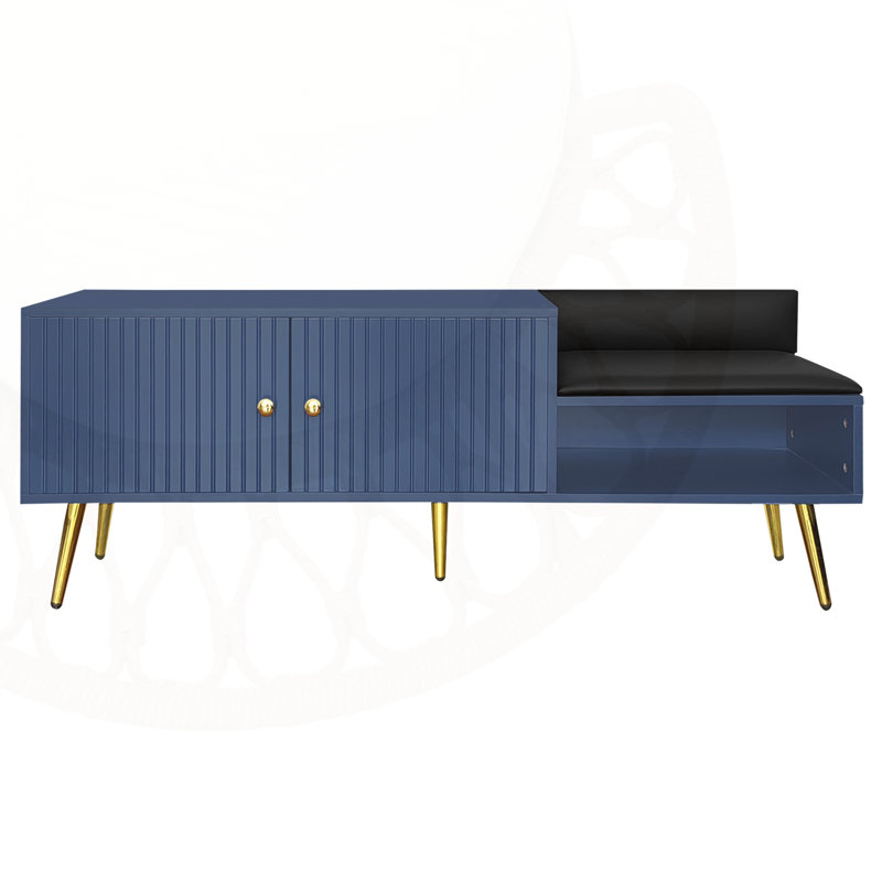 Banc de rangement pour chaussures avec coussins, Marine