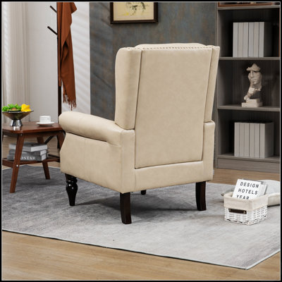 Fauteuil à structure en bois avec bords arrondis, rembourrage en mousse épaisse et tissu de haute qualité pour les salons modernes