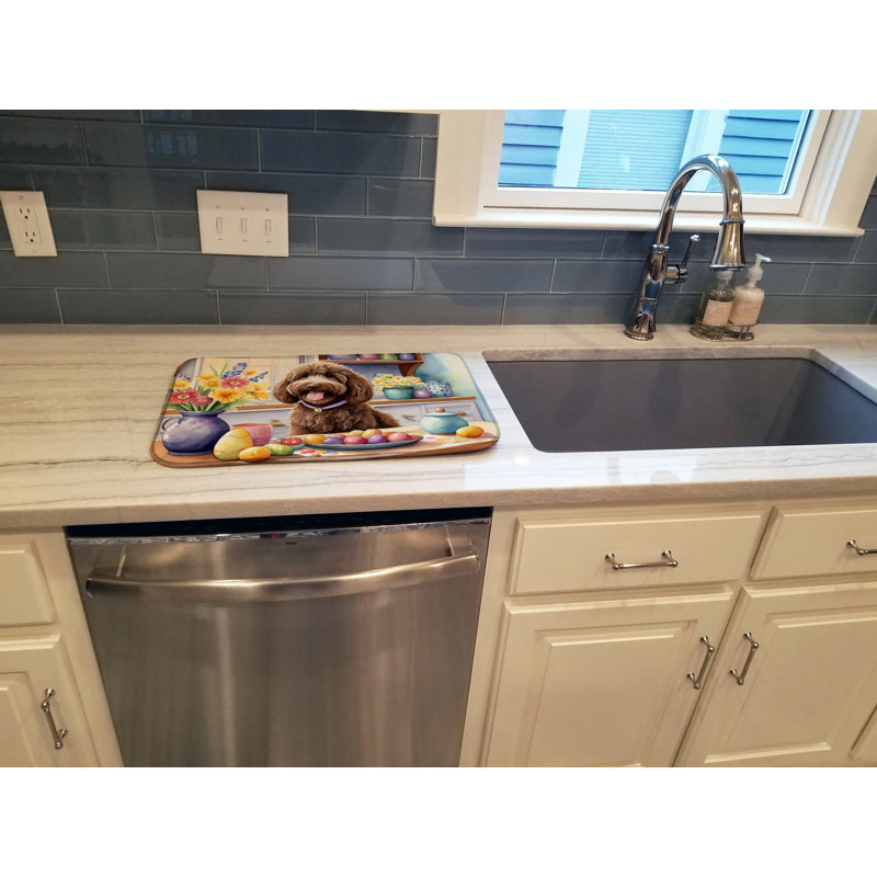 Decorating Easter Labradoodle Dish Drying Mat