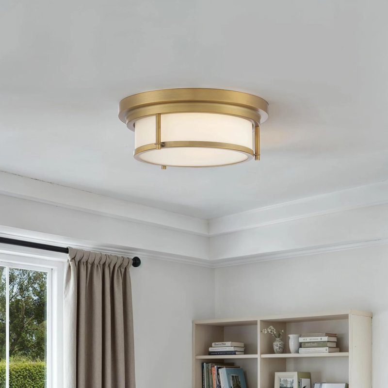 Candiss 2-Light 13" Flush Mount in Natural Brass, Natural Brass