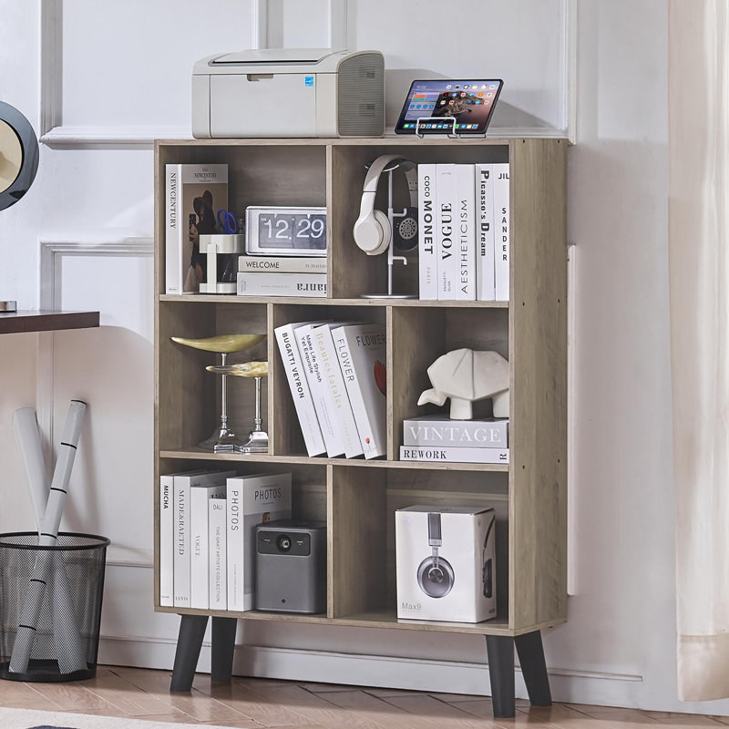 3-Tier Freestanding Open Cube Bookshelf, Retro Gray
