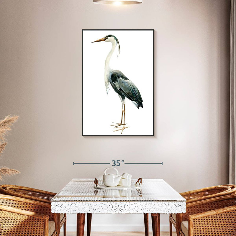 Profil du héron, Cadre flottant noir, 29 po x 43 po