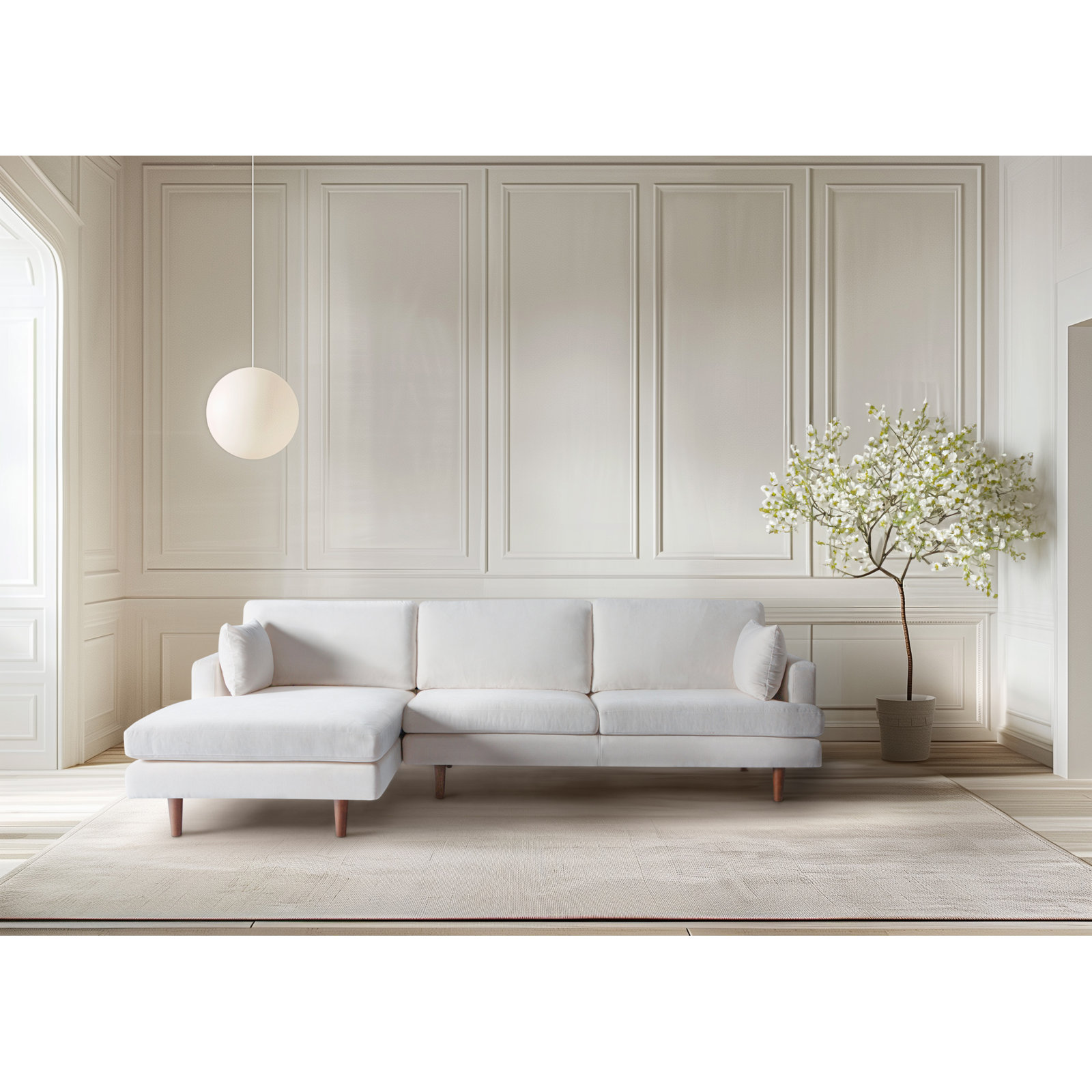 Laguna Upholstered Chaise L-Sectional, Left Hand Facing, Rust Performance Chenille