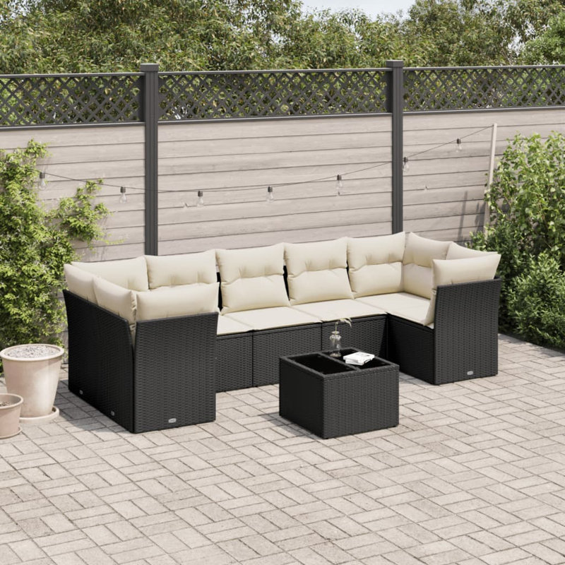 Ensemble de canapé de jardin Vidaxl, Noir, Blanc