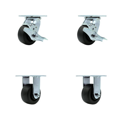 4 Piece Polyolefin Caster Set with Roller Bearings