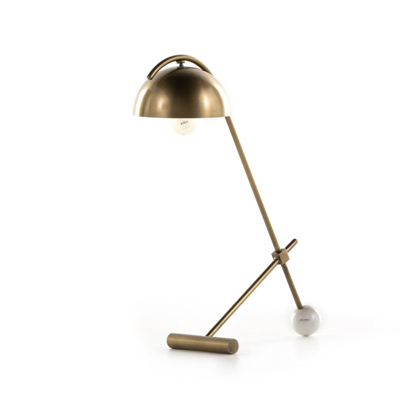 Becker Desk Table Lamp, Charcoal/White Marble, Gold, Yes