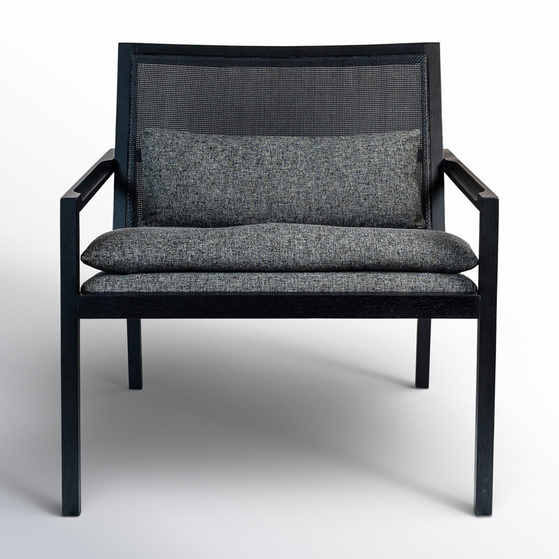 Modern Brazilian Lounge Chair, Slate Polyester Blend/Black Frame