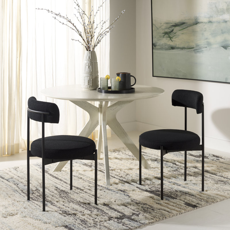 Liana 20'' H Boucle Upholstered Side Chair, Black